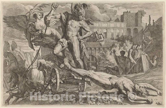 Art Print : Pietro Testa, Achilles Dragging The Body of Hector - Vintage Wall Art