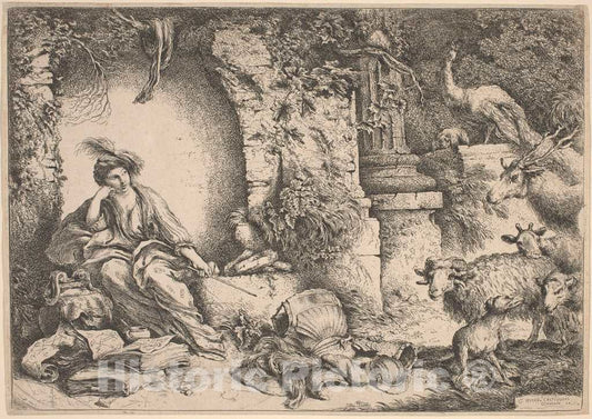 Art Print : Giovanni Benedetto Castiglione, Circe Changing Ulysses' Men into Beasts - Vintage Wall Art