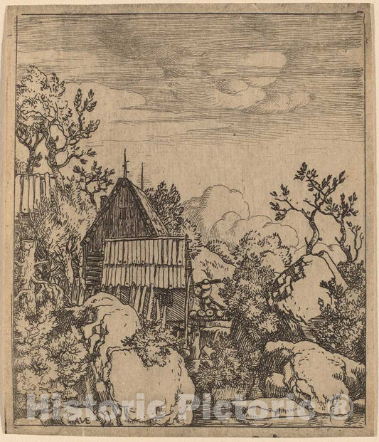 Art Print : Allart Van Everdingen, Man on a Small Wooden Bridge, c.1651 - Vintage Wall Art