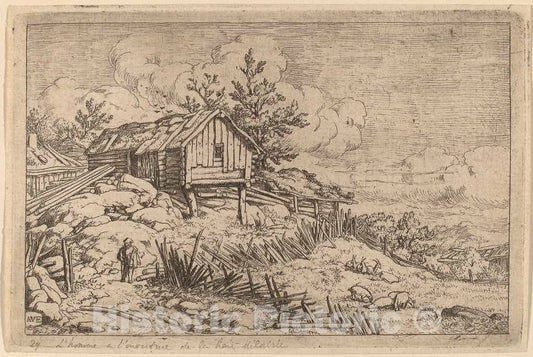 Art Print : Allart Van Everdingen, Man Near Entry of a Ruinous Hedge, c.1651 - Vintage Wall Art