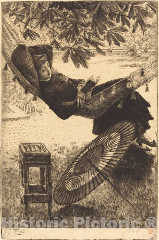 Art Print : James Jacques Joseph Tissot, The Hammock (Le hamac), 1880 - Vintage Wall Art