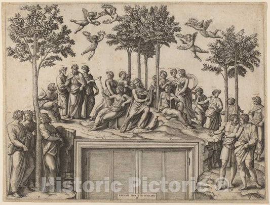 Art Print : Raimondi After Raphael, Parnassus - Vintage Wall Art