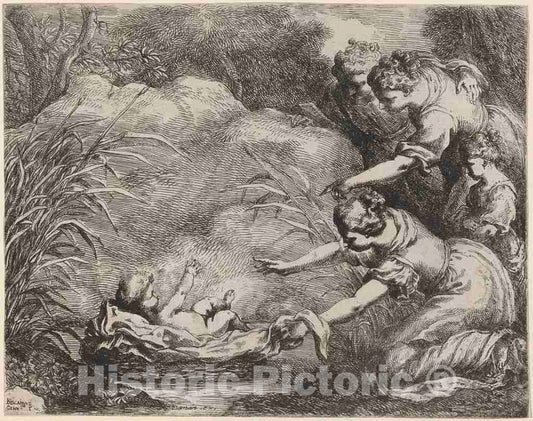 Art Print : Bartolomeo Biscaino, The Finding of Moses - Vintage Wall Art