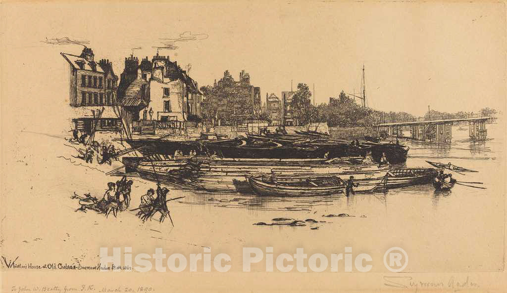 Art Print : Francis Seymour Haden, Whistler's House, Old Chelsea, 1863 - Vintage Wall Art
