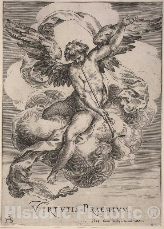 Art Print : Cherubino Alberti, an Allegorical Figure: Virtutis Praemium, 1628 - Vintage Wall Art