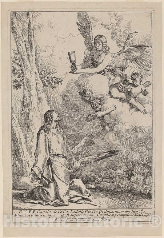 Art Print : Giulio Carpioni, Christ on The Mount of Olives - Vintage Wall Art