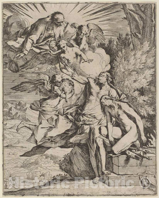 Art Print : Pietro Testa, The Sacrifice of Abraham - Vintage Wall Art