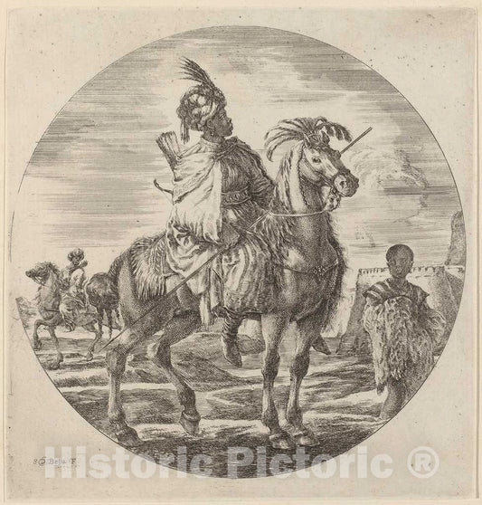 Art Print : Stefano Della Bella, Negro Cavalier - Vintage Wall Art
