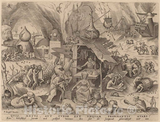 Art Print : Heyden After Bruegel, Avarice, 1558 - Vintage Wall Art
