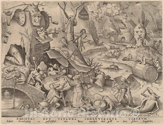 Art Print : Heyden After Bruegel, Gluttony, 1558 - Vintage Wall Art