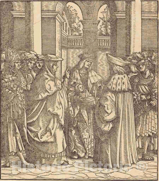 Art Print : Hans Burgkmair I, The Archbishop Blessing The Child After The Baptism - Vintage Wall Art