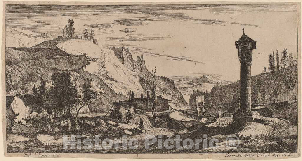 Art Print : Roelant Roghman and Melchior KÃ¼sel, The Column: pl.1 - Vintage Wall Art