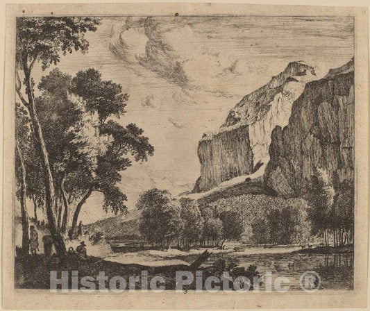 Art Print : Roelant Roghman and Melchior KÃ¼sel, Riverscape with Rocks on The Right: pl.3 - Vintage Wall Art