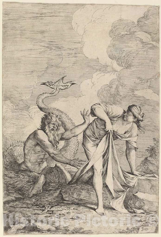 Art Print : Salvator Rosa, Glaucus and Scylla, 1615-1673 - Vintage Wall Art
