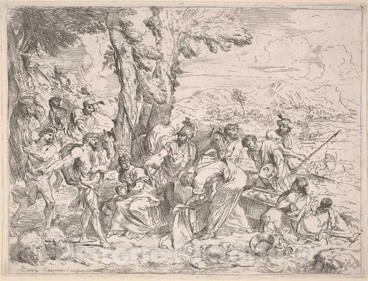 Art Print : Giovanni Benedetto Castiglione, Rachel Concealing Laban's Idols - Vintage Wall Art