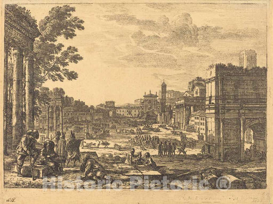 Art Print : Claude Lorrain, The Roman Forum (Le Campo Vaccino), 1636 - Vintage Wall Art