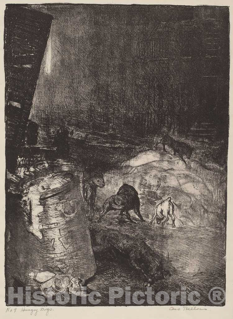 Art Print : George Bellows, Hungry Dogs, Second Stone, 1916 - Vintage Wall Art