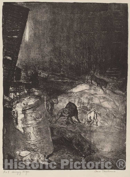 Art Print : George Bellows, Hungry Dogs, Second Stone, 1916 - Vintage Wall Art
