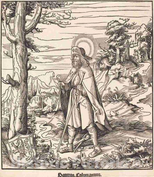 Art Print : Leonhard Beck, Saint Colomannus, c.1517 - Vintage Wall Art