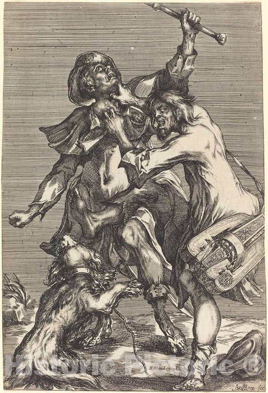 Art Print : Jacques Bellange, Fighting Beggars - Vintage Wall Art