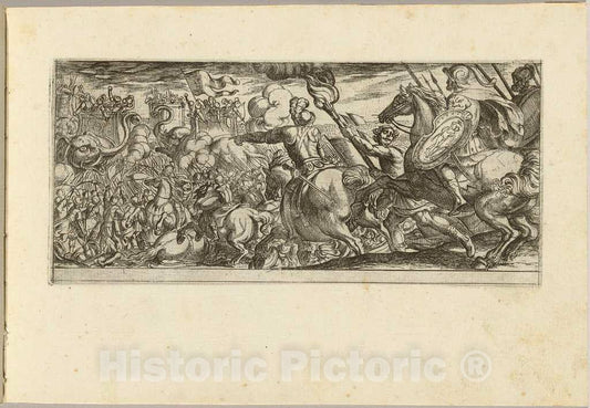 Art Print : Antonio Tempesta, Cavalry Attack on a Walled Fortress - Vintage Wall Art