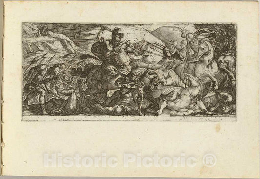 Art Print : Antonio Tempesta, Cavalry Attack with Soldiers Fleeing - Vintage Wall Art