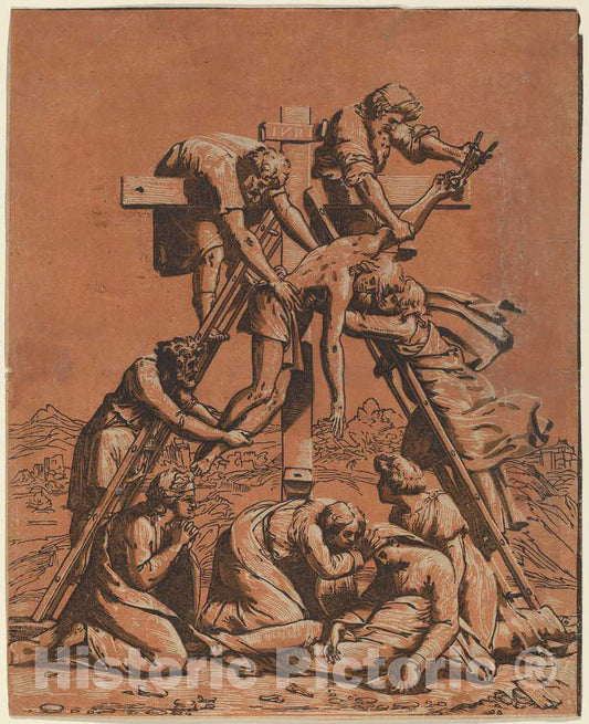 Art Print : Carpi After Raphael, The Descent from The Cross - Vintage Wall Art