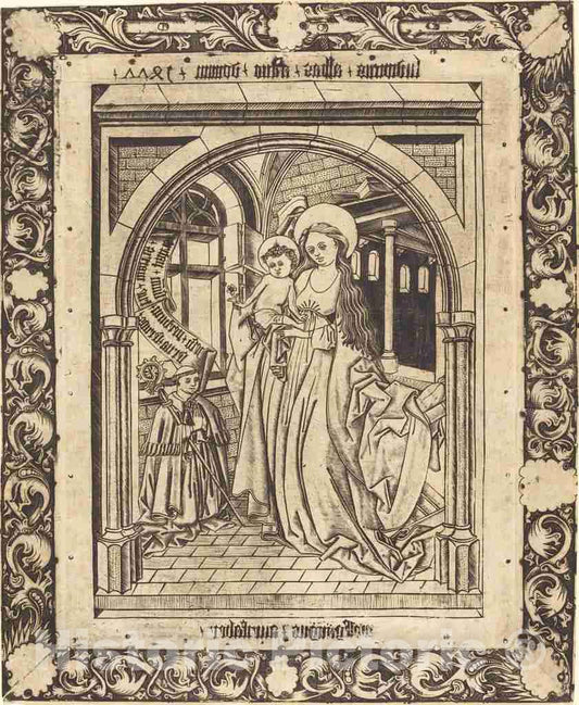 Art Print : Wolfgang The Goldsmith, The Madonna and Child with The Abbot Ludwig von Churchwalden, 1477 - Vintage Wall Art