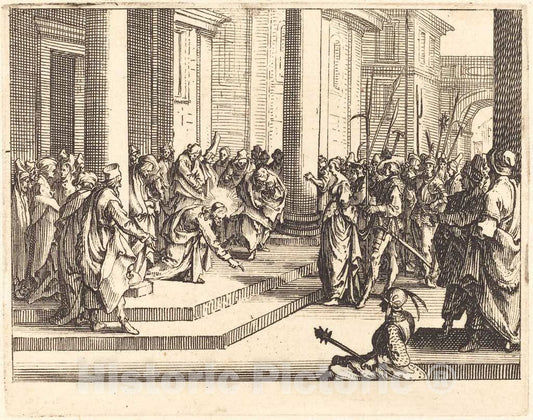 Art Print : Jacques Callot, Christ and The Woman Taken in Adultery, 1635 - Vintage Wall Art