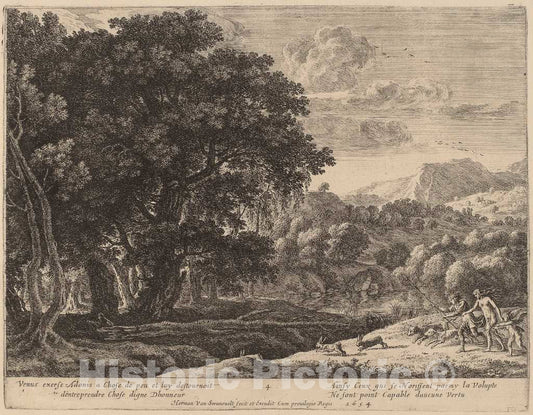 Art Print : Herman Van Swanevelt, Venus and Adonis Hunting - Vintage Wall Art