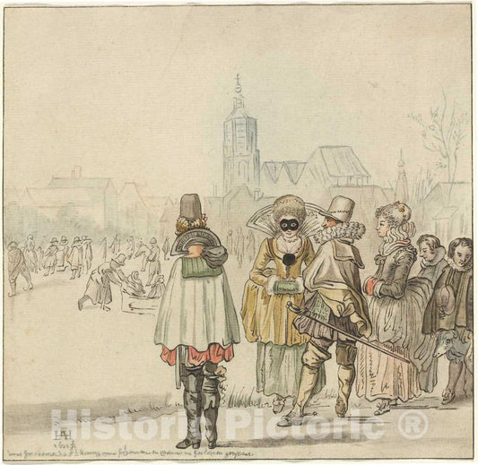 Art Print : Amstel After Avercamp, The Winter King on The Ice, 1766 - Vintage Wall Art