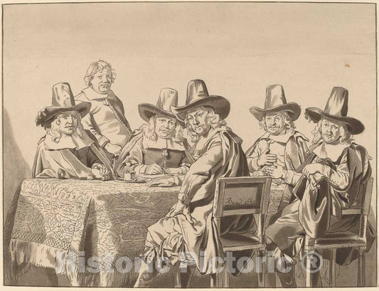 Art Print : Amstel and Schreuder After Jan de Bray, Directors of The Orphan Asylum of Haarlem, 1777 - Vintage Wall Art