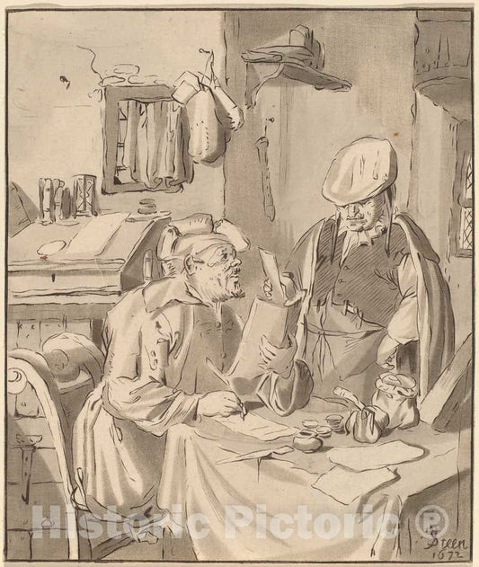 Art Print : Amstel and Schreuder After Jan Steen, The Collector, 1777 - Vintage Wall Art