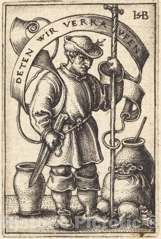 Art Print : Sebald Beham, Peasant at Market [Left] - Vintage Wall Art