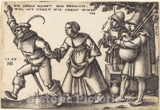 Art Print : Sebald Beham, The Year's End, 1546 - Vintage Wall Art