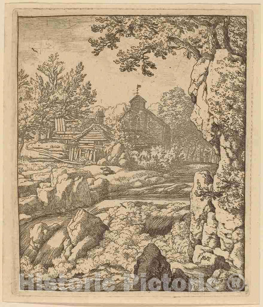 Art Print : Allart Van Everdingen, Waterfall, c.1651 - Vintage Wall Art