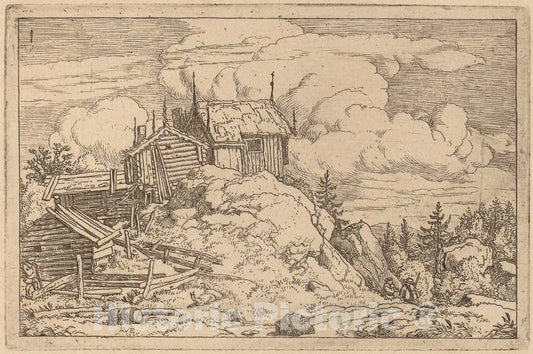 Art Print : Allart Van Everdingen, Hamlet on a Hill, c.1651 - Vintage Wall Art
