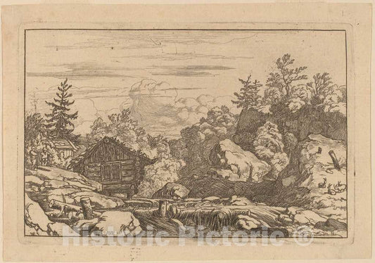 Art Print : Allart Van Everdingen, Cottages at The Bank, c.1651 - Vintage Wall Art