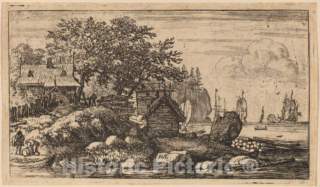 Art Print : Allart Van Everdingen, Two Empty Skiffs, c.1651 - Vintage Wall Art