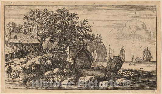Art Print : Allart Van Everdingen, Two Empty Skiffs, c.1651 - Vintage Wall Art
