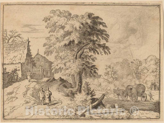 Art Print : Allart Van Everdingen, Cart with Two Draft Horses, c.1651 - Vintage Wall Art