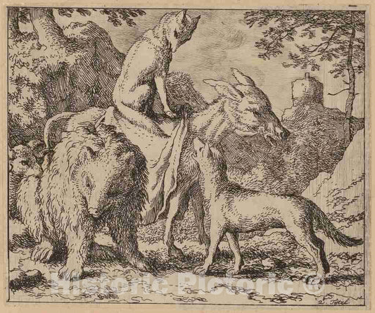 Art Print : Allart Van Everdingen, Reynard Seated ATOP The Ass, c.1651 - Vintage Wall Art