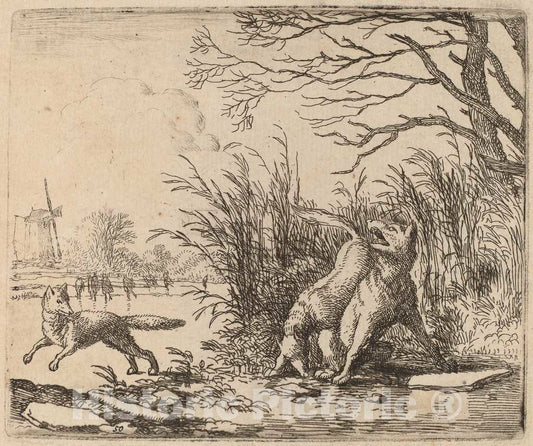 Art Print : Allart Van Everdingen, The Wolves on The Ice, c.1651 - Vintage Wall Art
