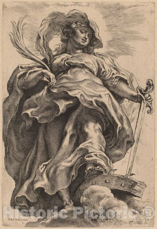 Art Print : Sir Peter Paul Rubens, Saint Catherine in The Clouds - Vintage Wall Art