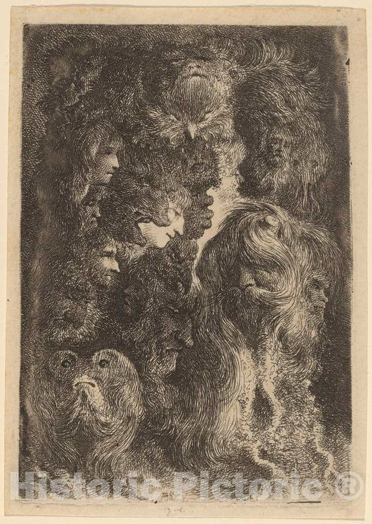 Art Print : Jacques de Gheyn III, Fantastic Heads, 1638 - Vintage Wall Art