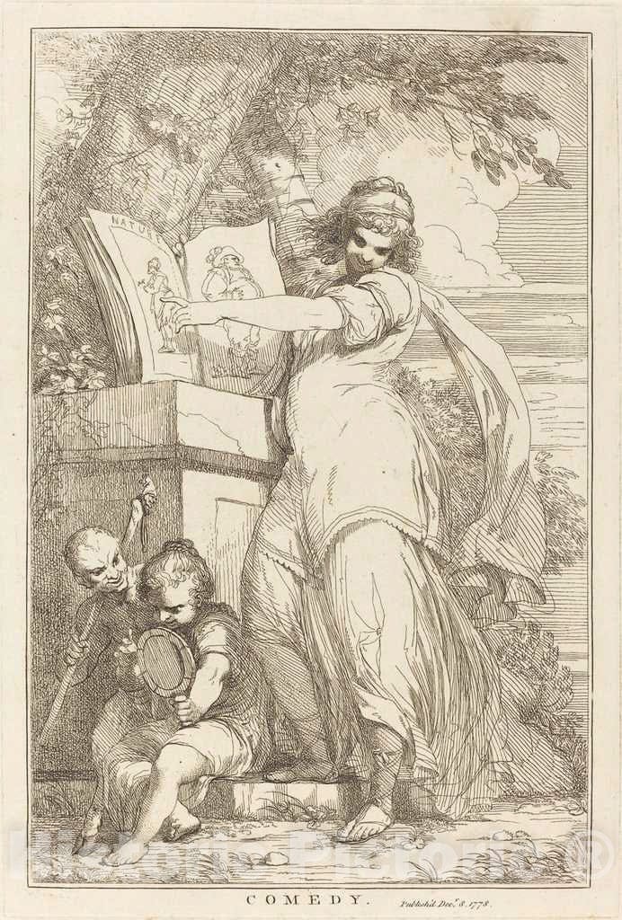 Art Print : John Hamilton Mortimer, Comedy, 1778 - Vintage Wall Art