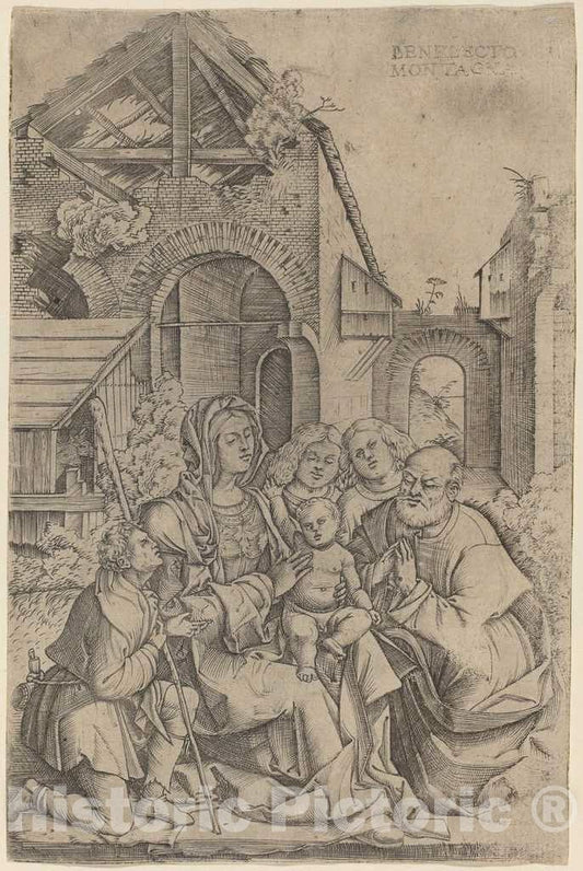 Art Print : Benedetto Montagna, The Nativity, c. 1507 - Vintage Wall Art