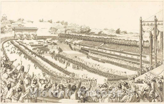 Art Print : Duclos After Monnet, Federation Generale de Francais au Champ de Mars le 14 juillet 1790, 1794 - Vintage Wall Art
