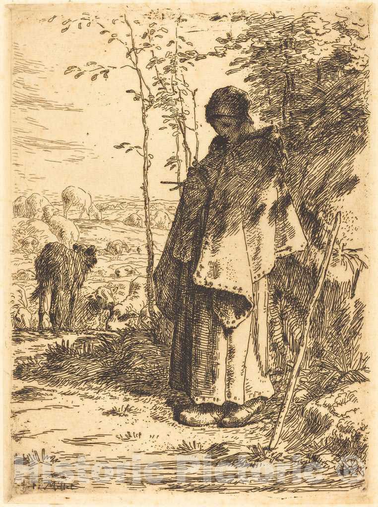 Art Print : FranÃ§ois Millet, The Large Shepherdess (La Grande Bergere), 1862 - Vintage Wall Art