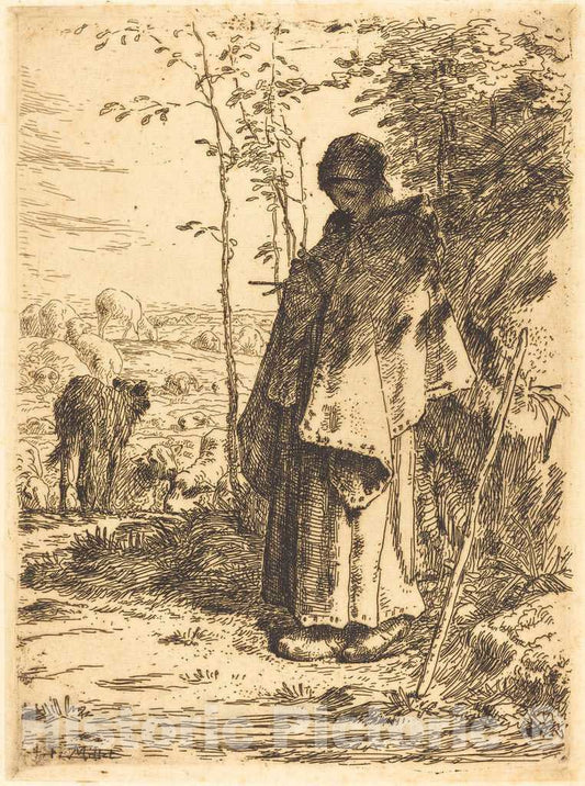Art Print : FranÃ§ois Millet, The Large Shepherdess (La Grande Bergere), 1862 - Vintage Wall Art